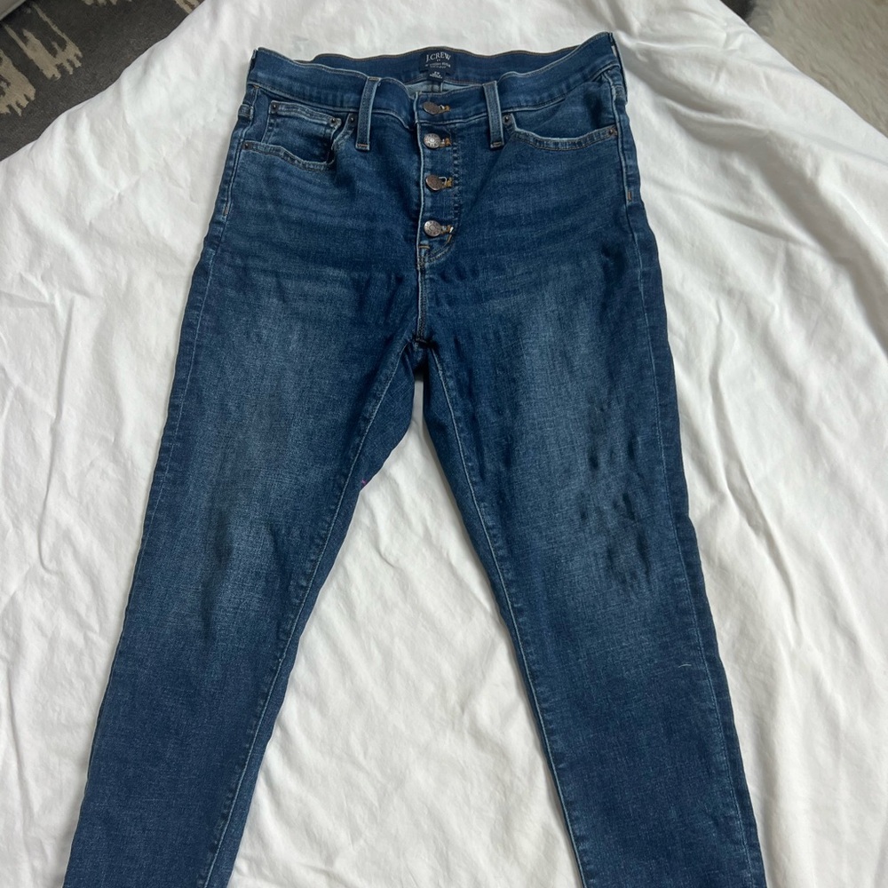 J Crew, size 29, 10” High Rise Skinny, Raw Hem